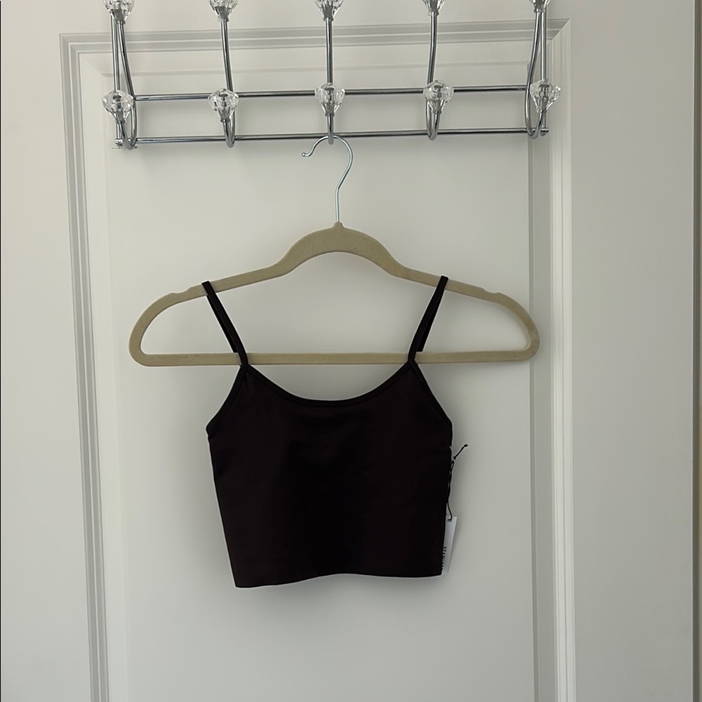 Brown Spaghetti Strap Crop Top